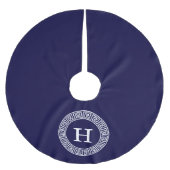 Initialmonogramm für den Navy Blue Whites griechis Polyester Weihnachtsbaumdecke (Vorderseite)