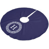 Initialmonogramm für den Navy Blue Whites griechis Polyester Weihnachtsbaumdecke (Schrägansicht)