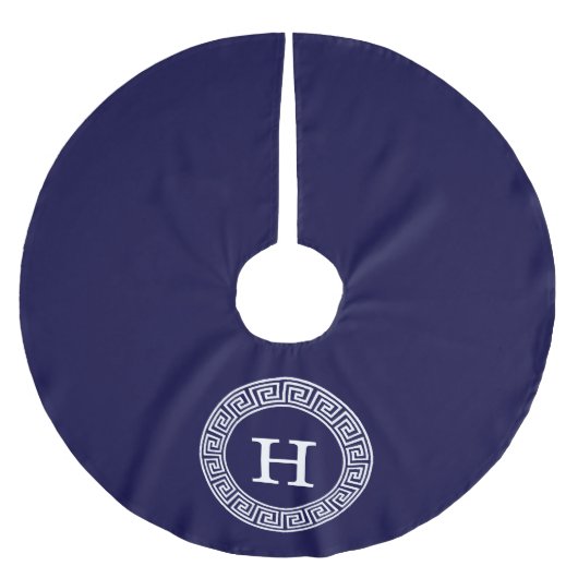 Initialmonogramm für den Navy Blue Whites griechis Polyester Weihnachtsbaumdecke (Vorderseite)