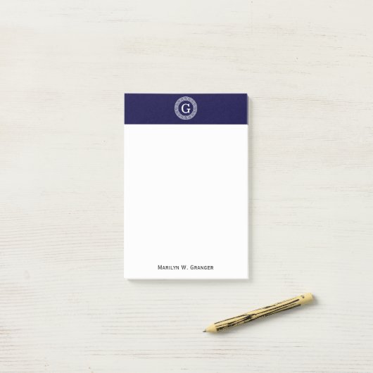 Initialmonogramm für den Navy Blue Whites griechis Post-it Klebezettel (Auf Schreibtisch)