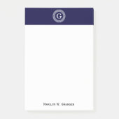 Initialmonogramm für den Navy Blue Whites griechis Post-it Klebezettel (Vorderseite)