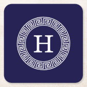 Initialmonogramm für den Navy Blue Whites griechis Rechteckiger Pappuntersetzer (Vorderseite)