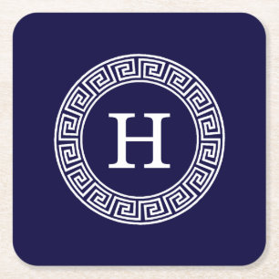Initialmonogramm für den Navy Blue Whites griechis Rechteckiger Pappuntersetzer