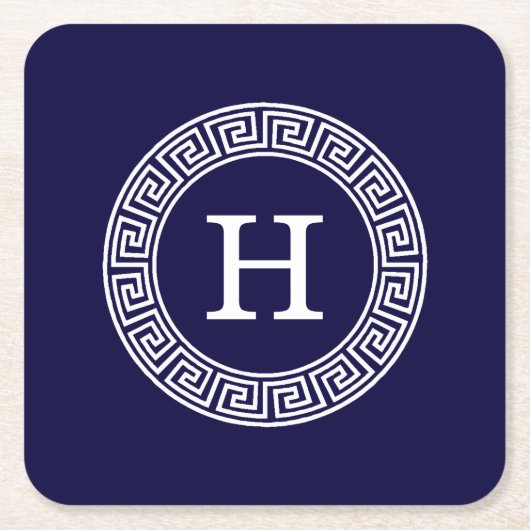 Initialmonogramm für den Navy Blue Whites griechis Rechteckiger Pappuntersetzer (Vorderseite)