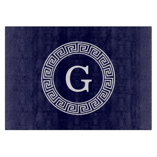 Initialmonogramm für den Navy Blue Whites griechis Schneidebrett (Vorderseite)