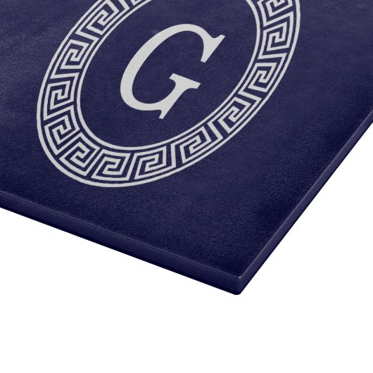 Initialmonogramm für den Navy Blue Whites griechis Schneidebrett (Ecke)