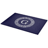 Initialmonogramm für den Navy Blue Whites griechis Schneidebrett (Ecke)