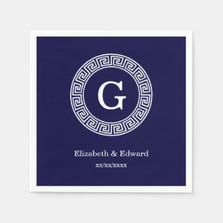 Initialmonogramm für den Navy Blue Whites griechis Serviette