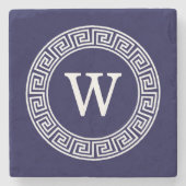 Initialmonogramm für den Navy Blue Whites griechis Steinuntersetzer (Vorderseite)