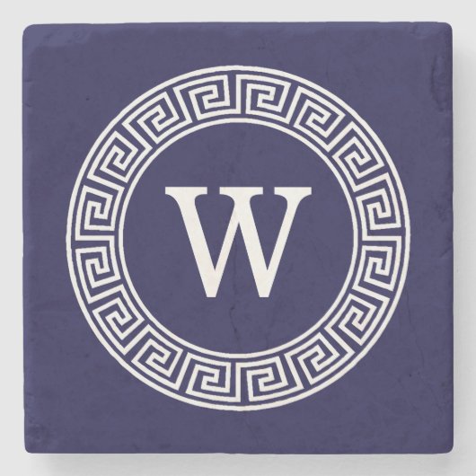 Initialmonogramm für den Navy Blue Whites griechis Steinuntersetzer (Vorderseite)
