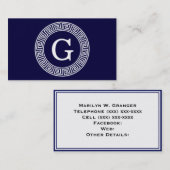 Initialmonogramm für den Navy Blue Whites griechis Visitenkarte (Vorne/Hinten)