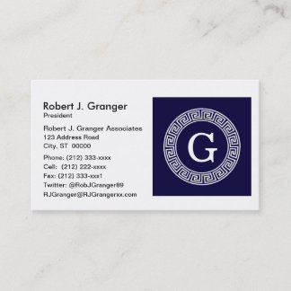 Initialmonogramm für den Navy Blue Whites griechis Visitenkarte