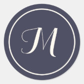 Initialmonogramm für die Marine- und Cremkalligrap Runder Aufkleber (Vorderseite)