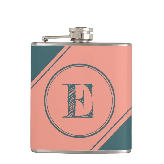 Initialmonogramm geometrisches Diagonalgrün Flachmann (Vorderseite)