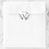 Initialmonogramm mit Angel Wings & Halo Herz-Aufkleber (Tasche)