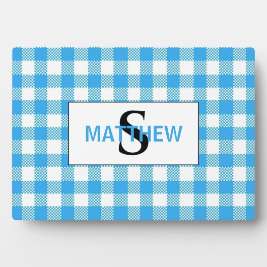 Initialmonogramm mit dem Namen Blau und Weiß Fotoplatte (Vorderseite)