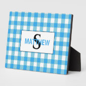 Initialmonogramm mit dem Namen Blau und Weiß Fotoplatte (Seite)