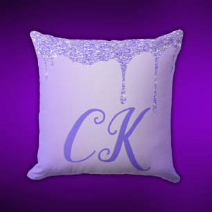 Initialmonogramm mit Lila Glitzer Kissen
