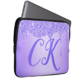 Initialmonogramm mit Lila Glitzer | Laptopschutzhülle (Vorne Rechts)