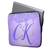 Initialmonogramm mit Lila Glitzer | Laptopschutzhülle (Vorderseite Links)