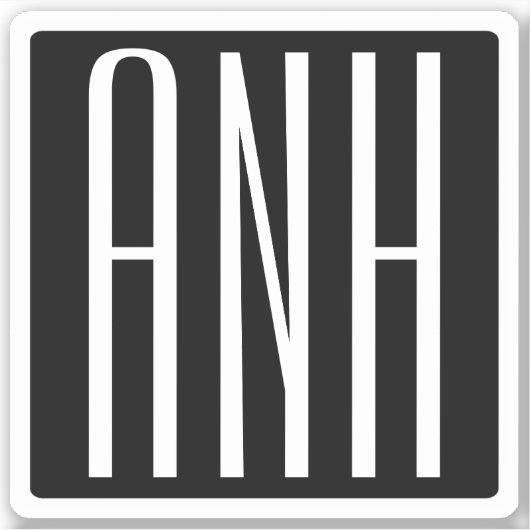 Initialmonogramm | Schwarz weiß Aufkleber (Vorderseite)