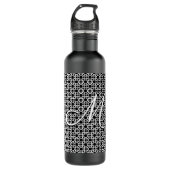 Initialmonogramm Schwarz/Weiß Edelstahlflasche (Vorderseite)