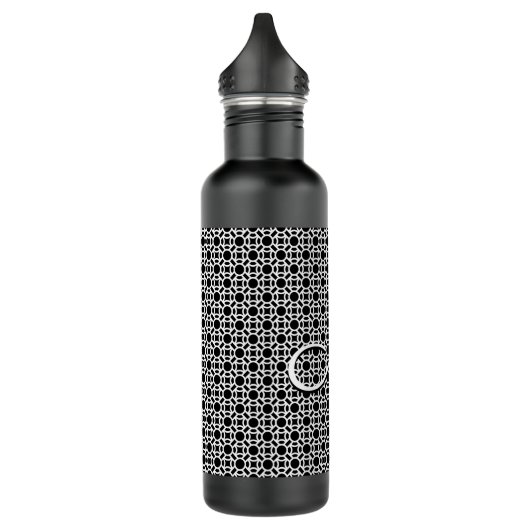 Initialmonogramm Schwarz/Weiß Edelstahlflasche (Links)