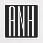 Initialmonogramm | Schwarz weiß Etiketten (Design 1)