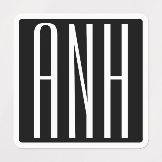 Initialmonogramm | Schwarz weiß Etiketten (Design 5)