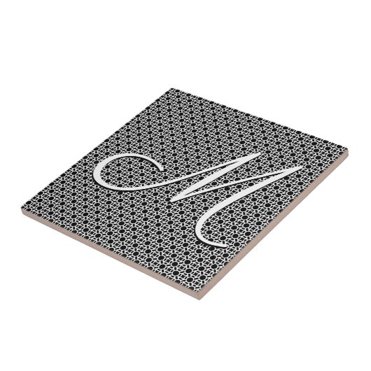 Initialmonogramm Schwarz/Weiß Fliese (Seite)