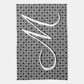 Initialmonogramm Schwarz/Weiß Geschirrtuch (Vertikal)
