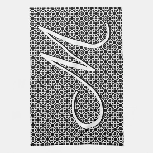 Initialmonogramm Schwarz/Weiß Geschirrtuch (Vertikal)