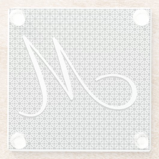 Initialmonogramm Schwarz/Weiß Glasuntersetzer (Rückseite)