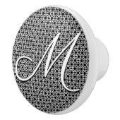 Initialmonogramm Schwarz/Weiß Keramikknauf (Rechts)