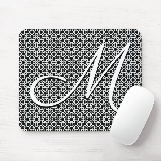 Initialmonogramm Schwarz/Weiß Mousepad (Mit Mouse)