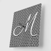 Initialmonogramm Schwarz/Weiß Quadratische Wanduhr (Winkel)