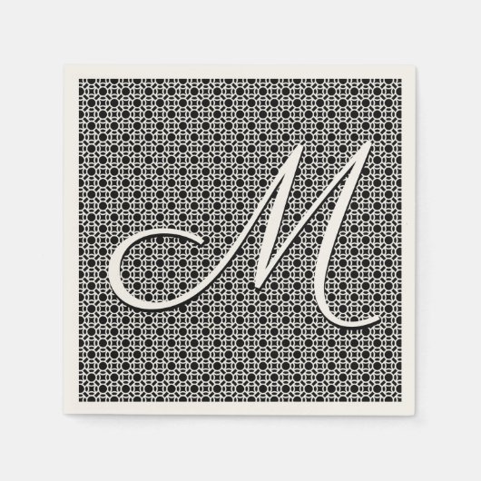Initialmonogramm Schwarz/Weiß Serviette (Vorderseite)