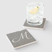 Initialmonogramm Schwarz/Weiß Steinuntersetzer (Seitenansicht)