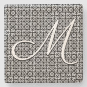 Initialmonogramm Schwarz/Weiß Steinuntersetzer (Vorderseite)