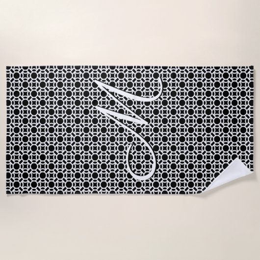 Initialmonogramm Schwarz/Weiß Strandtuch (Vorderseite)