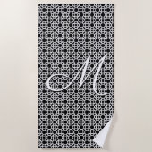 Initialmonogramm Schwarz/Weiß Strandtuch (Vorderseite)