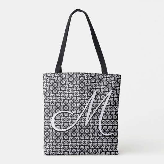 Initialmonogramm Schwarz/Weiß Tasche (Rückseite)