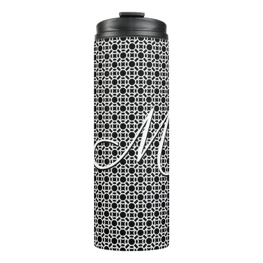 Initialmonogramm Schwarz/Weiß Thermosbecher (Vorderseite)