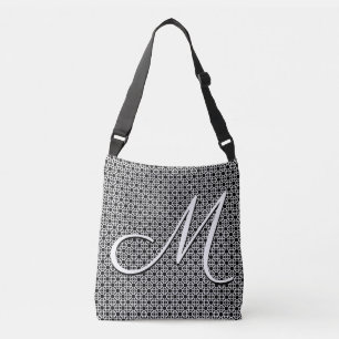 Initialmonogramm Schwarz/Weiß Tragetaschen Mit Langen Trägern