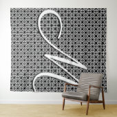 Initialmonogramm Schwarz/Weiß Wandteppich (Beispiel (Horizontal))