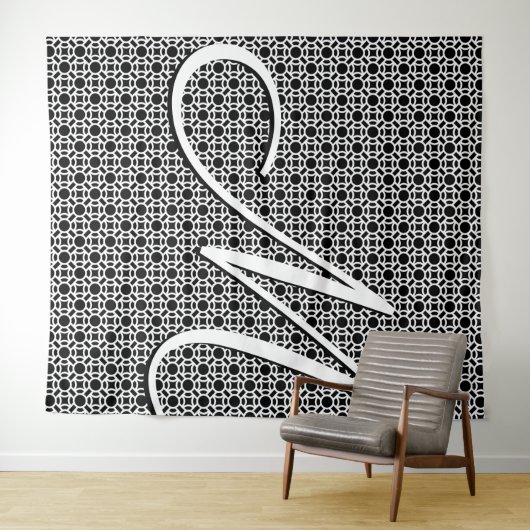 Initialmonogramm Schwarz/Weiß Wandteppich (Beispiel (Horizontal))