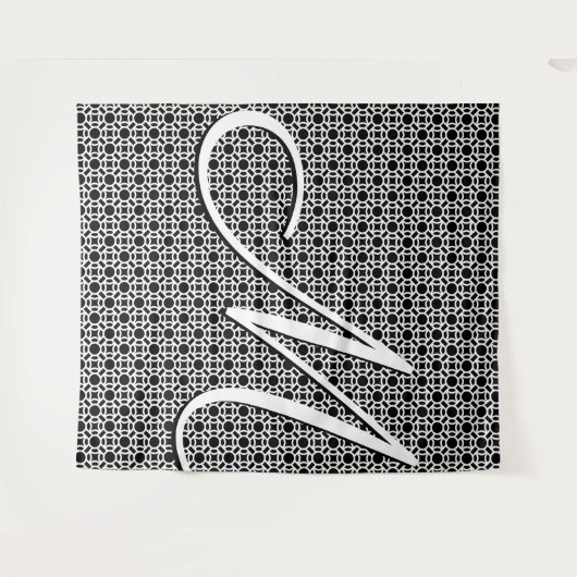 Initialmonogramm Schwarz/Weiß Wandteppich (Vorderseite (Horizontal))