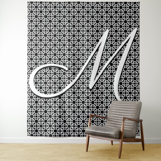 Initialmonogramm Schwarz/Weiß Wandteppich (Beispiel)