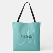 Initialmonogramm Typografie Name Light Aquamarin L Tasche (Rückseite)