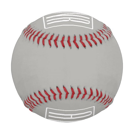 Initialmonogramm | Weiß auf hellgrau Baseball (Rückseite)